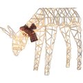 Celebrations Sienna LED White 24 in 3D Wire Deer with Red Plaid Bow Yard Decor R6404129